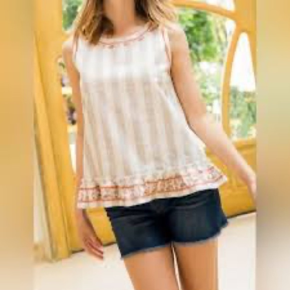 🌟3 for $30🌟 | NWOT | THML | Embroidered Sleeveless Boho Tank | XS